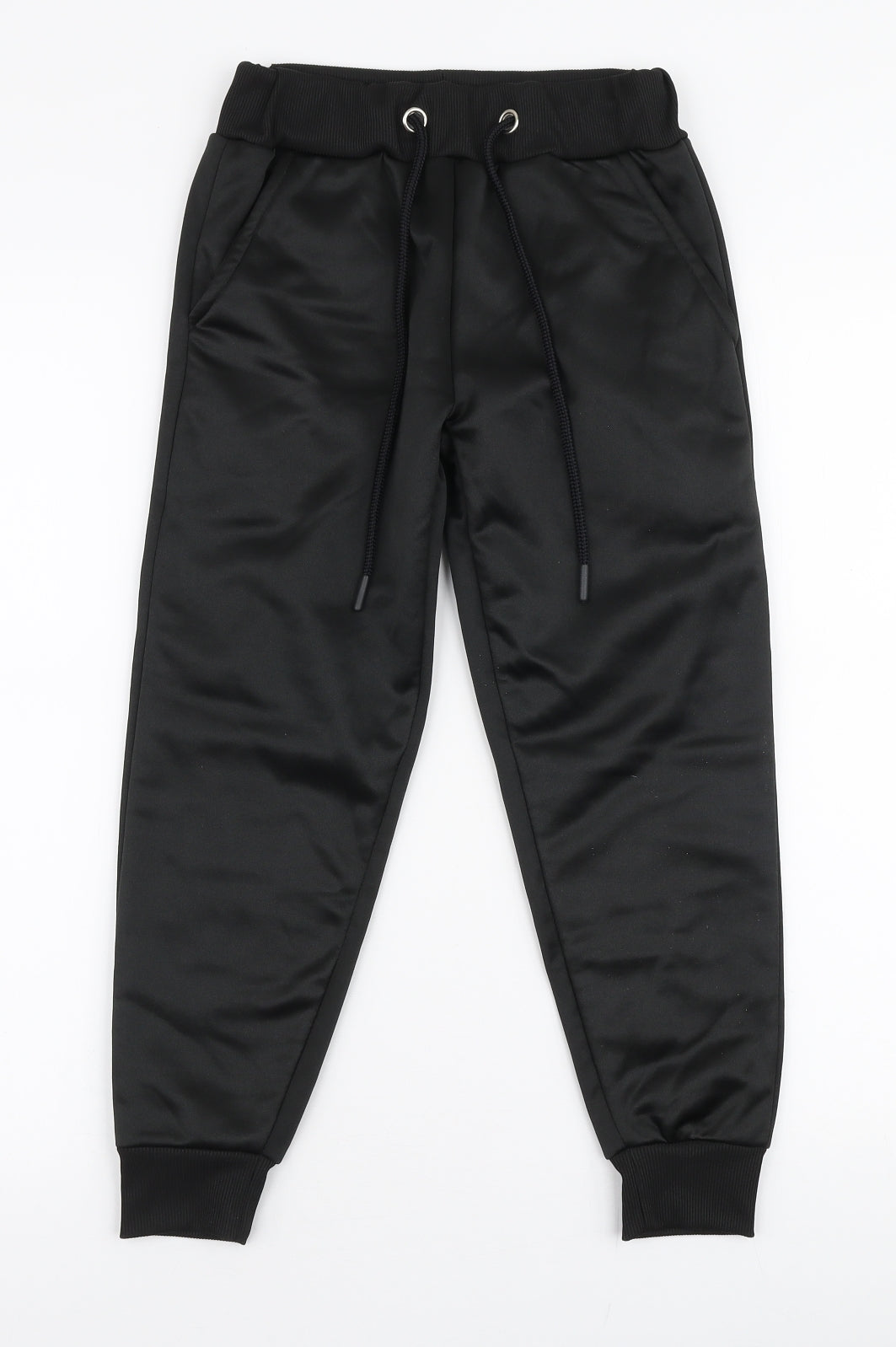 Preworn Boys Black  Polyester Jogger Trousers Size 5-6 Years  Regular Drawstring