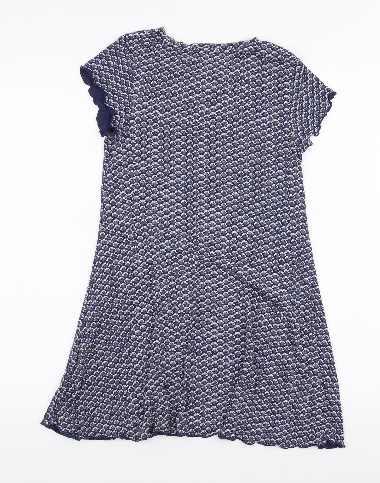Marks and Spencer Girls Blue Geometric Viscose A-Line  Size 8-9 Years  Round Neck Pullover
