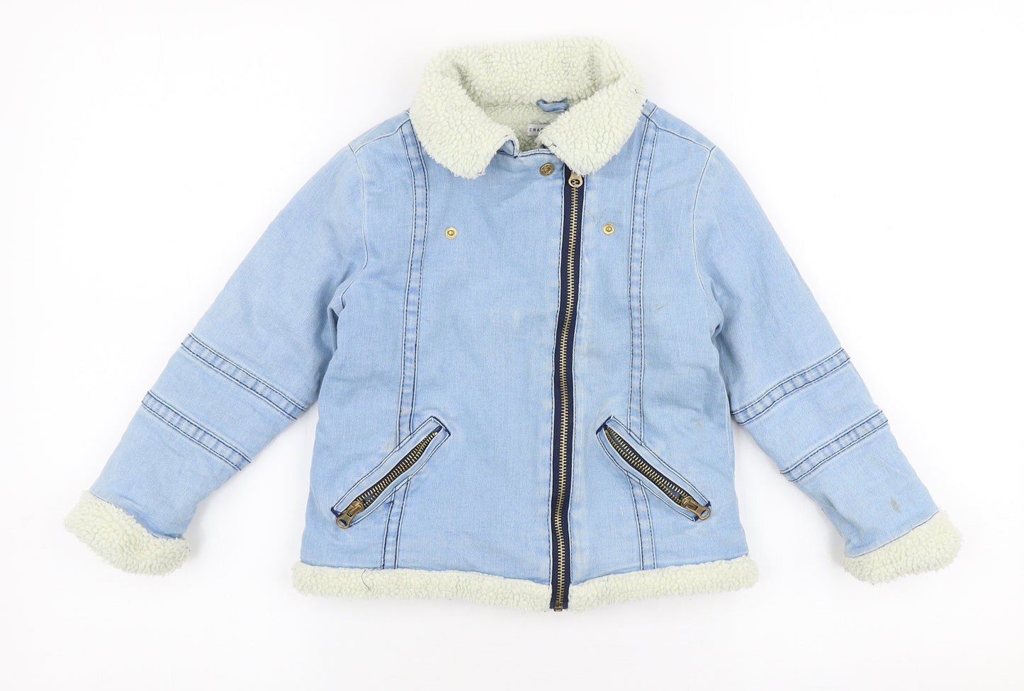 Crafted Girls Blue   Jacket Coat Size 5-6 Years  Zip