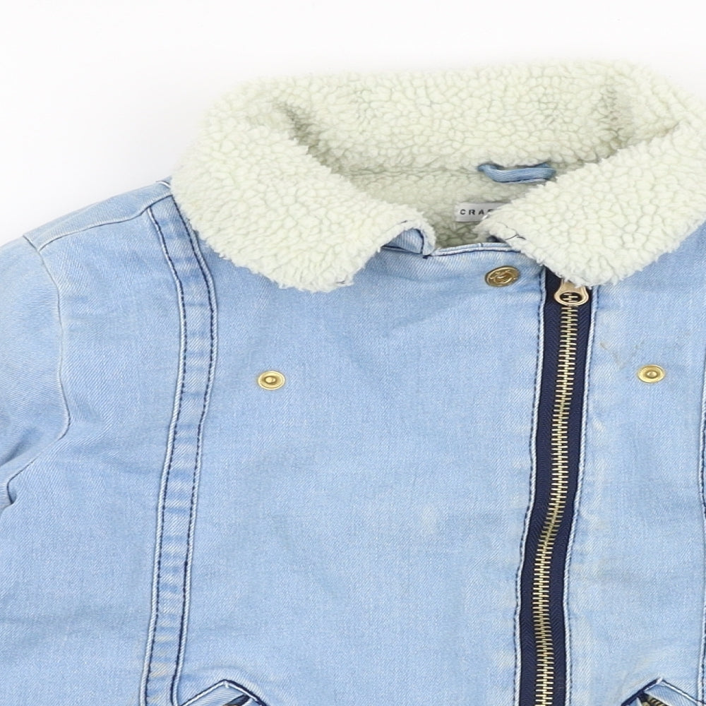Crafted Girls Blue   Jacket Coat Size 5-6 Years  Zip