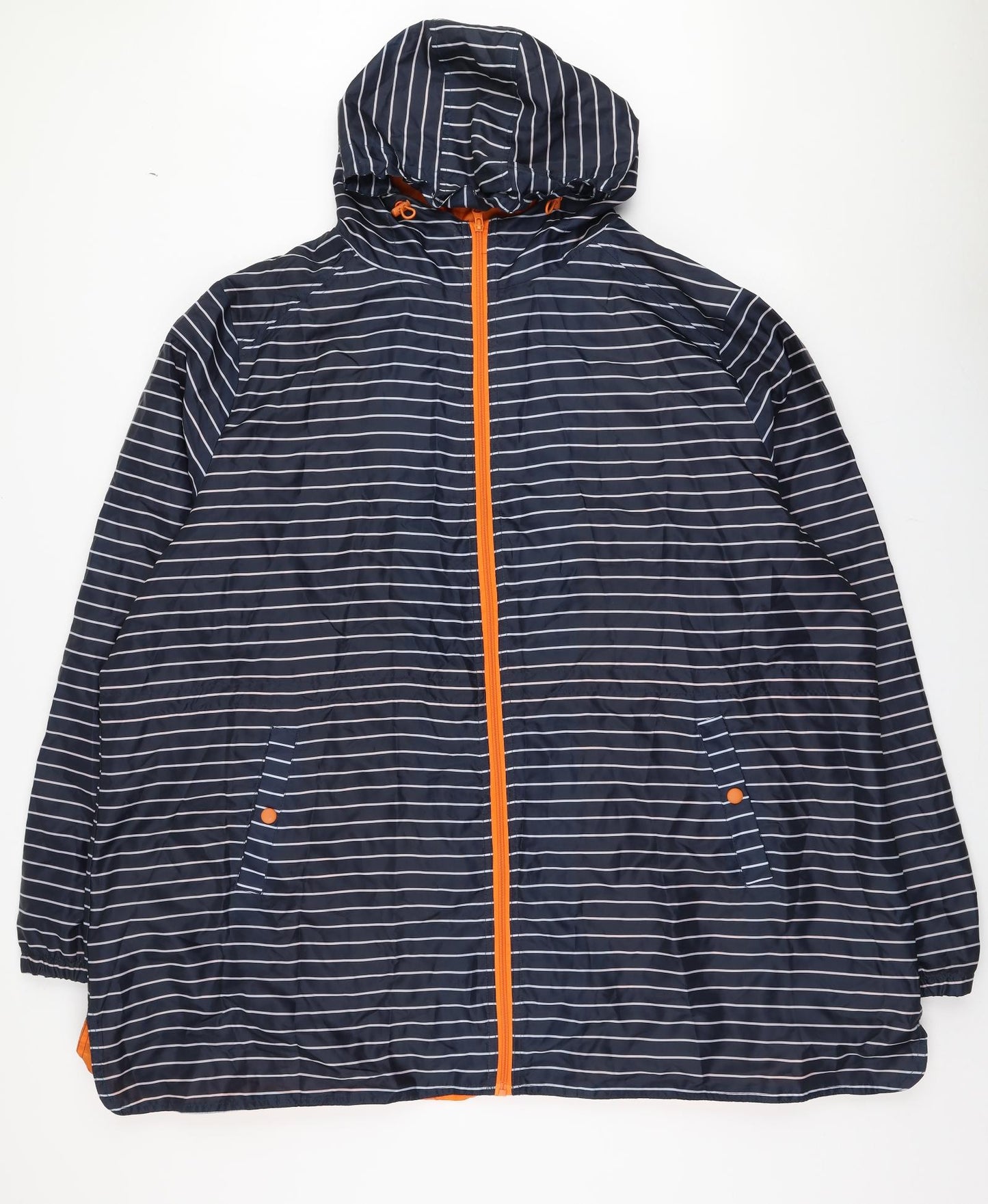 JD Williams Womens Blue Striped  Rain Coat Jacket Size 32  Zip