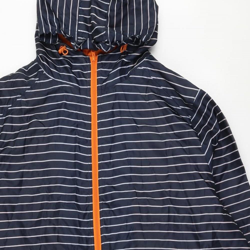 JD Williams Womens Blue Striped  Rain Coat Jacket Size 32  Zip