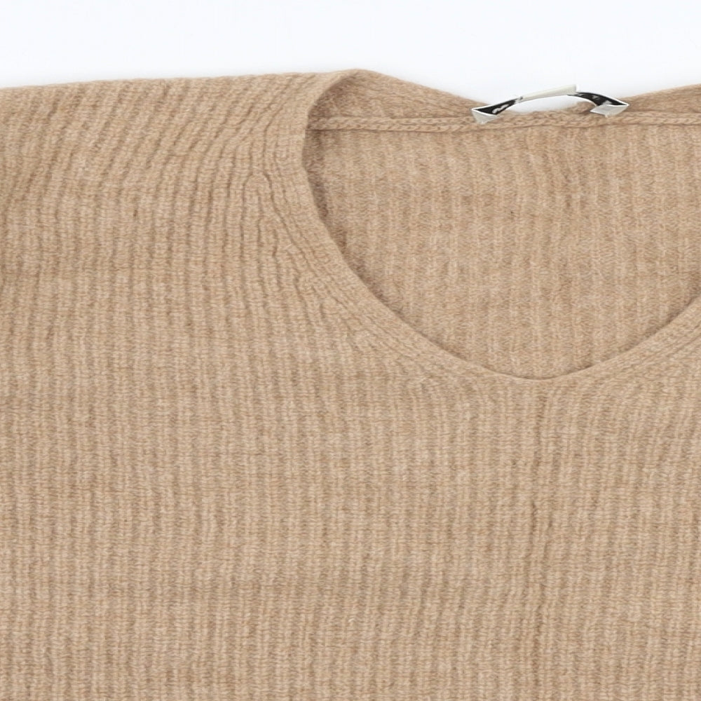 Whistles Womens Beige V-Neck  Wool Pullover Jumper Size S