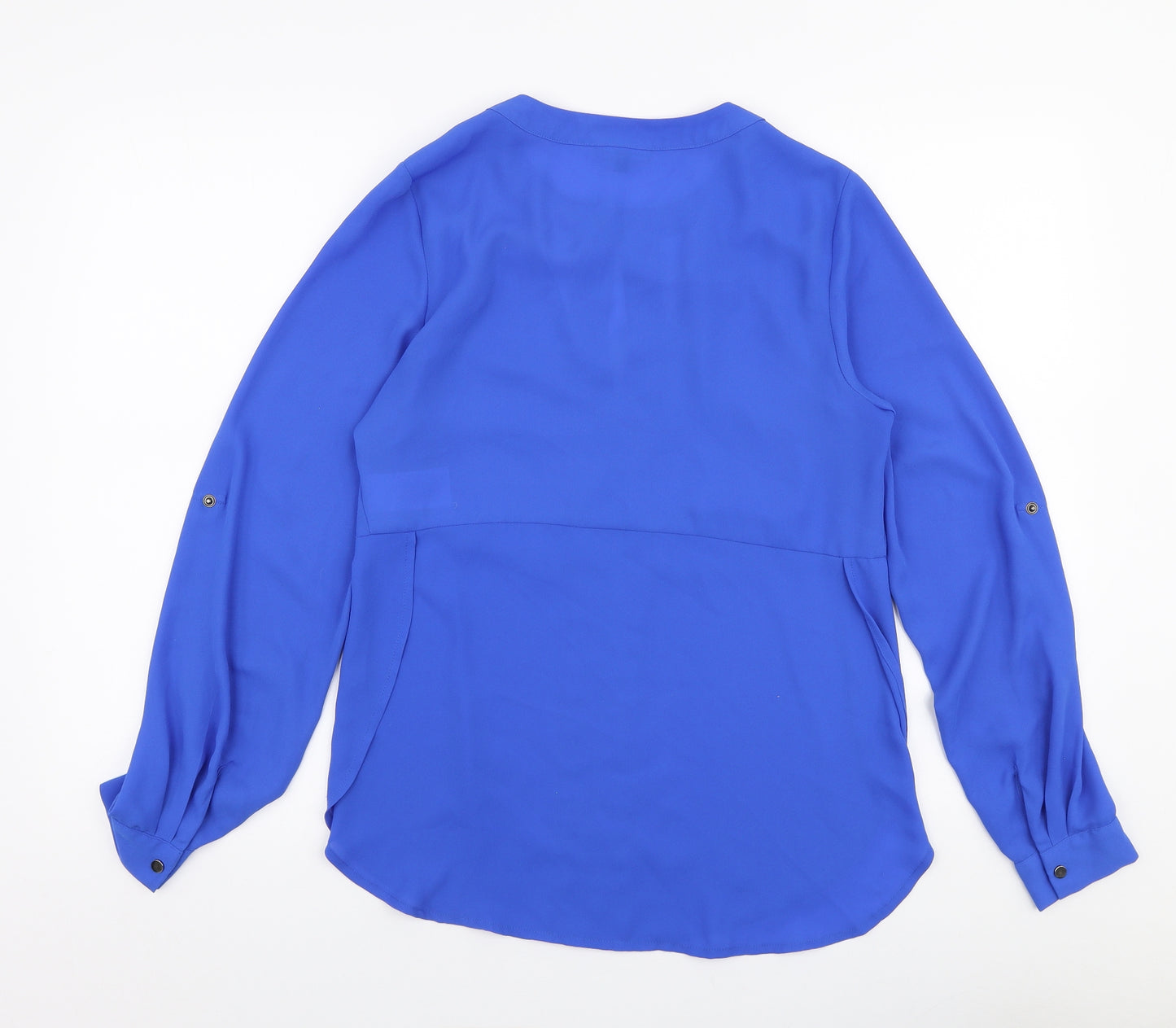 Warehouse Womens Blue  Polyester Basic Blouse Size 10 Round Neck