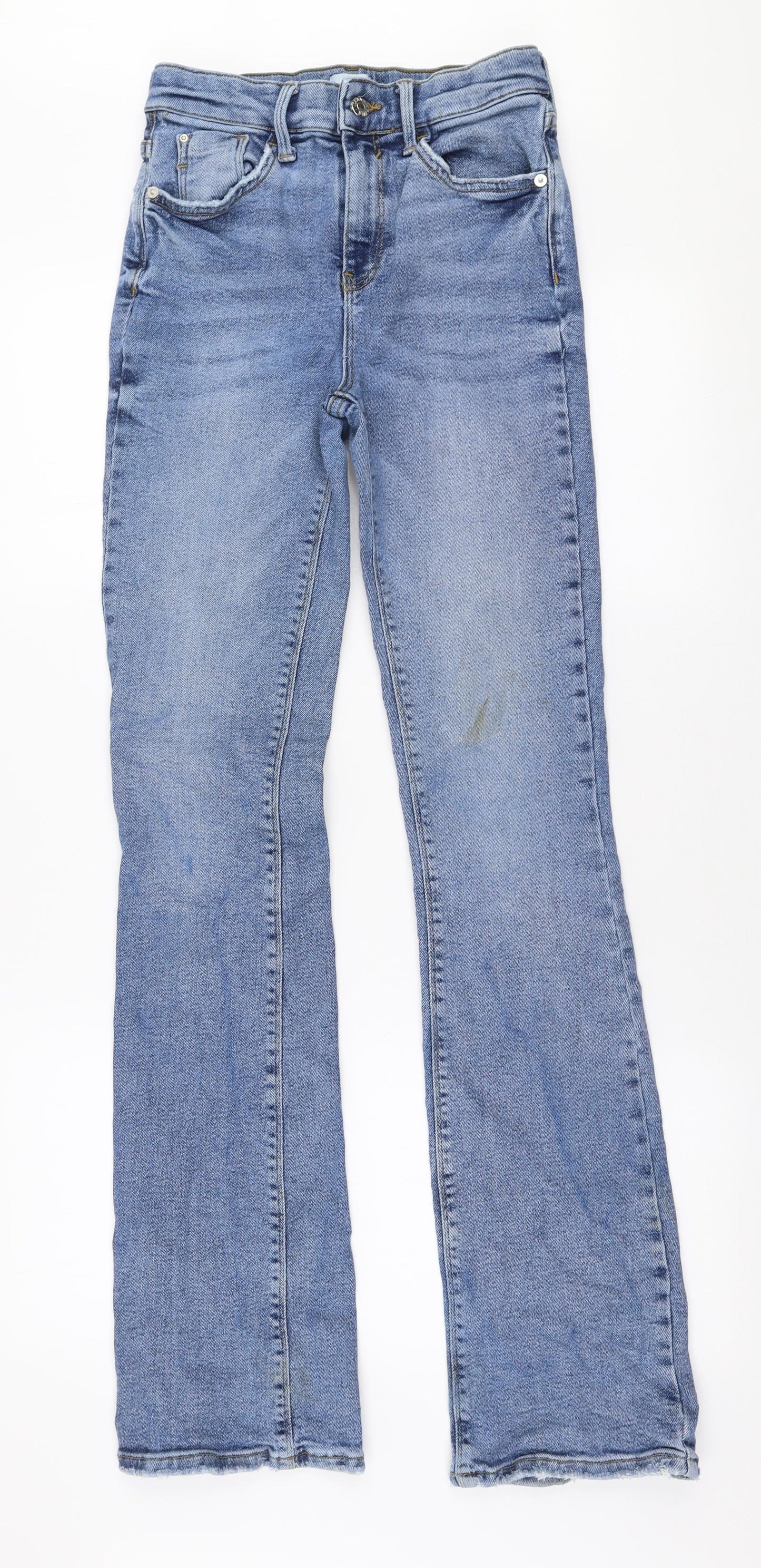 River Island Womens Blue  Cotton Flared Jeans Size 10 L33 in Regular Zip