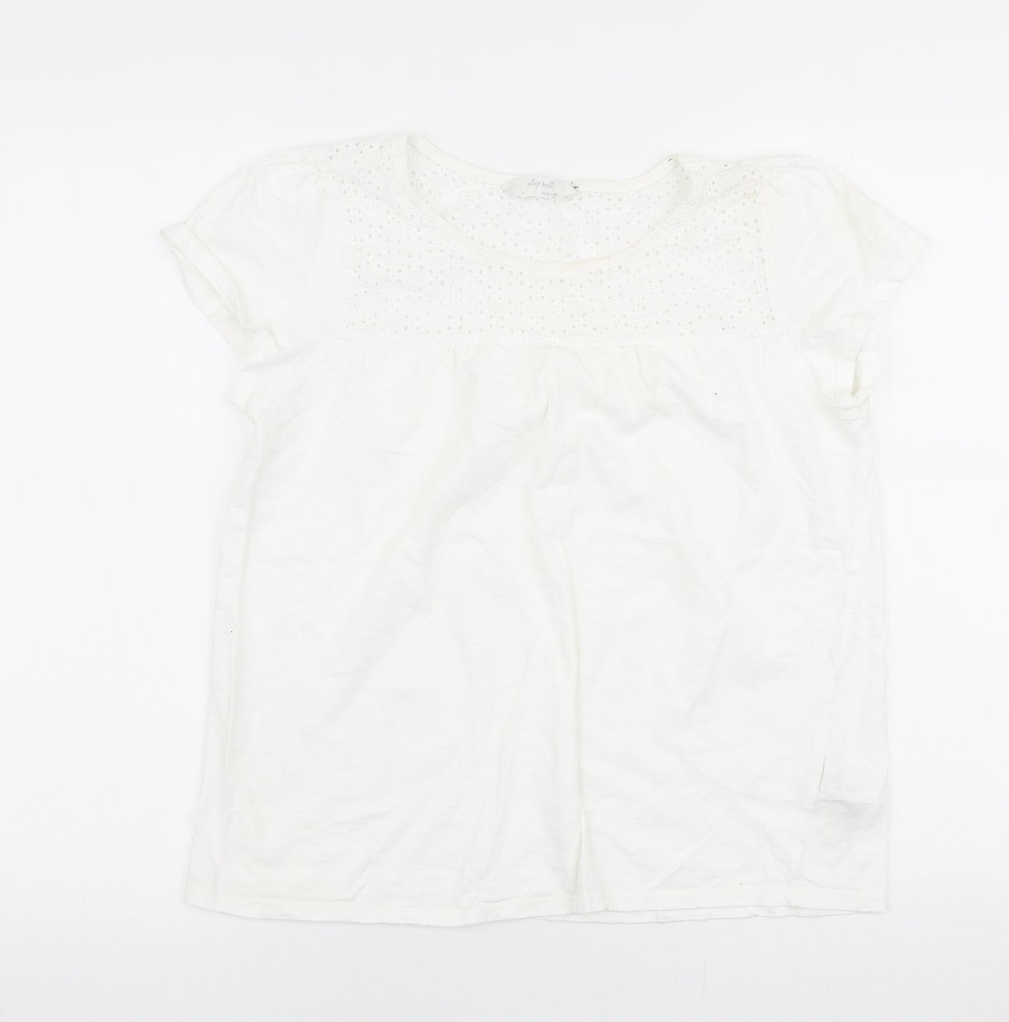 Marks and Spencer Womens White  100% Cotton Basic T-Shirt Size 12 Round Neck