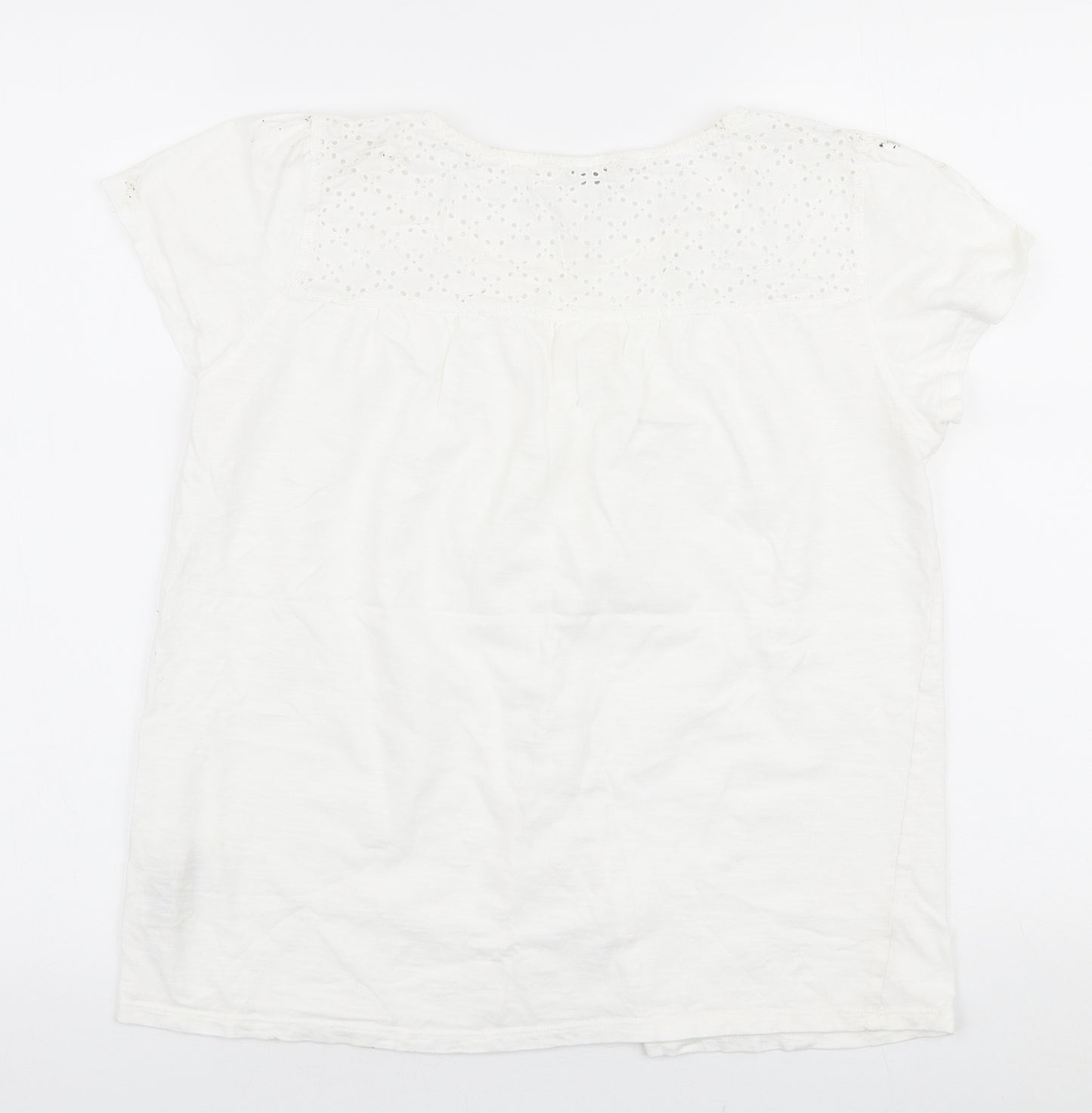 Marks and Spencer Womens White  100% Cotton Basic T-Shirt Size 12 Round Neck