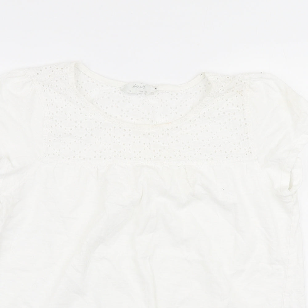 Marks and Spencer Womens White  100% Cotton Basic T-Shirt Size 12 Round Neck