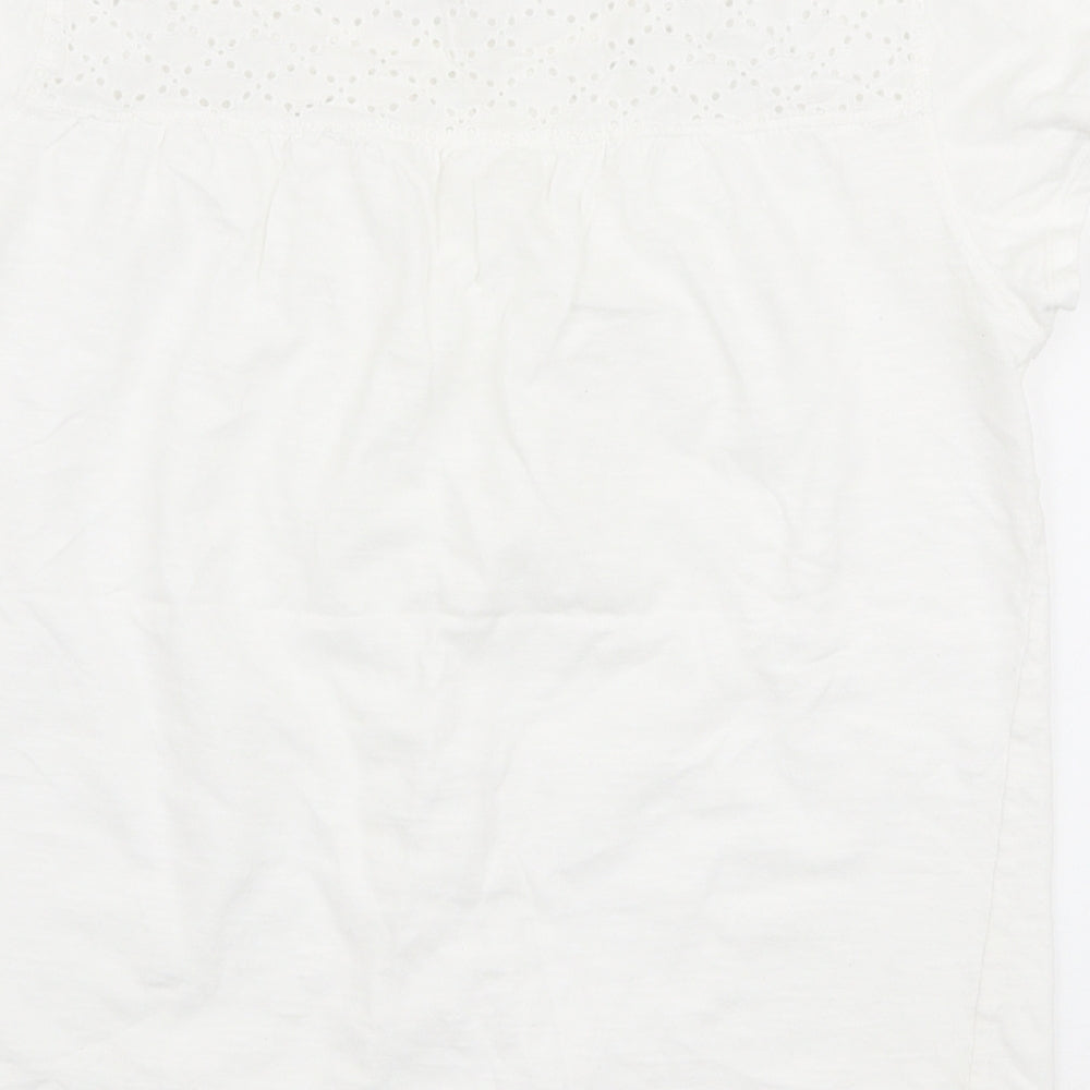 Marks and Spencer Womens White  100% Cotton Basic T-Shirt Size 12 Round Neck