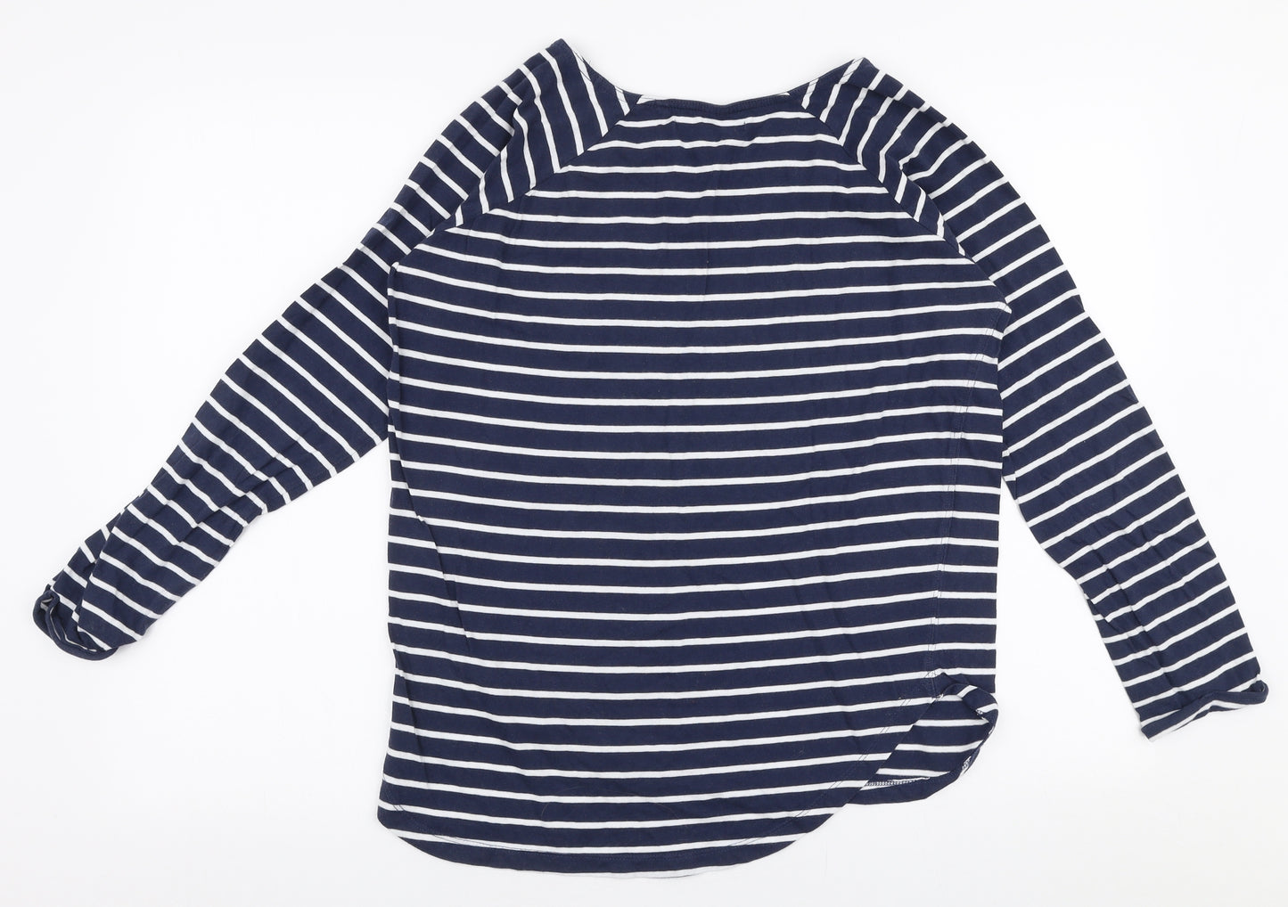NEXT Womens Blue Striped 100% Cotton Jersey T-Shirt Size 10 Round Neck