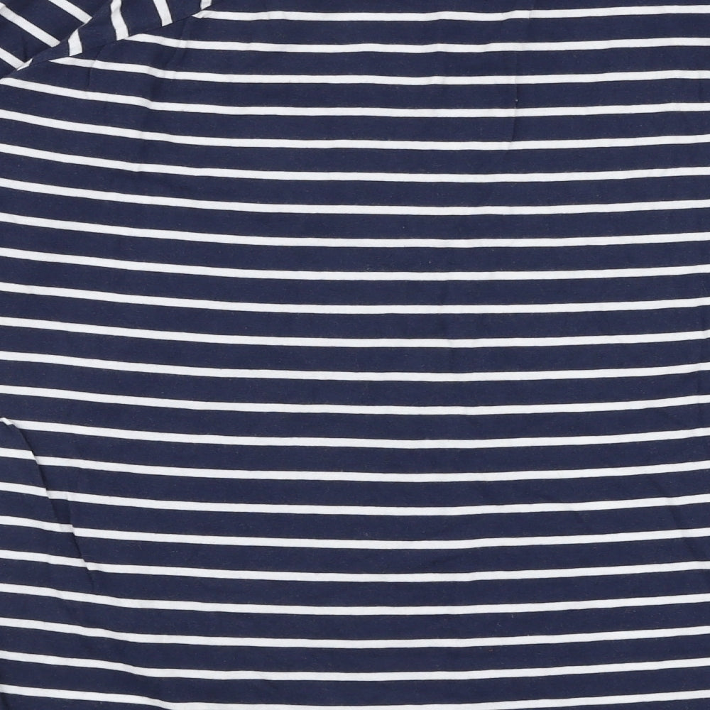 NEXT Womens Blue Striped 100% Cotton Jersey T-Shirt Size 10 Round Neck