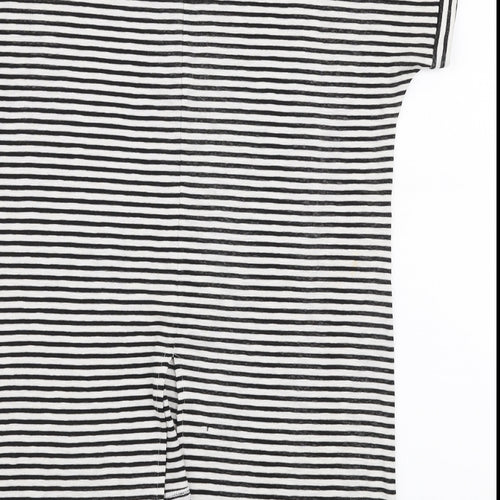 TU Womens White Striped Cotton Jersey T-Shirt Size 8 Round Neck