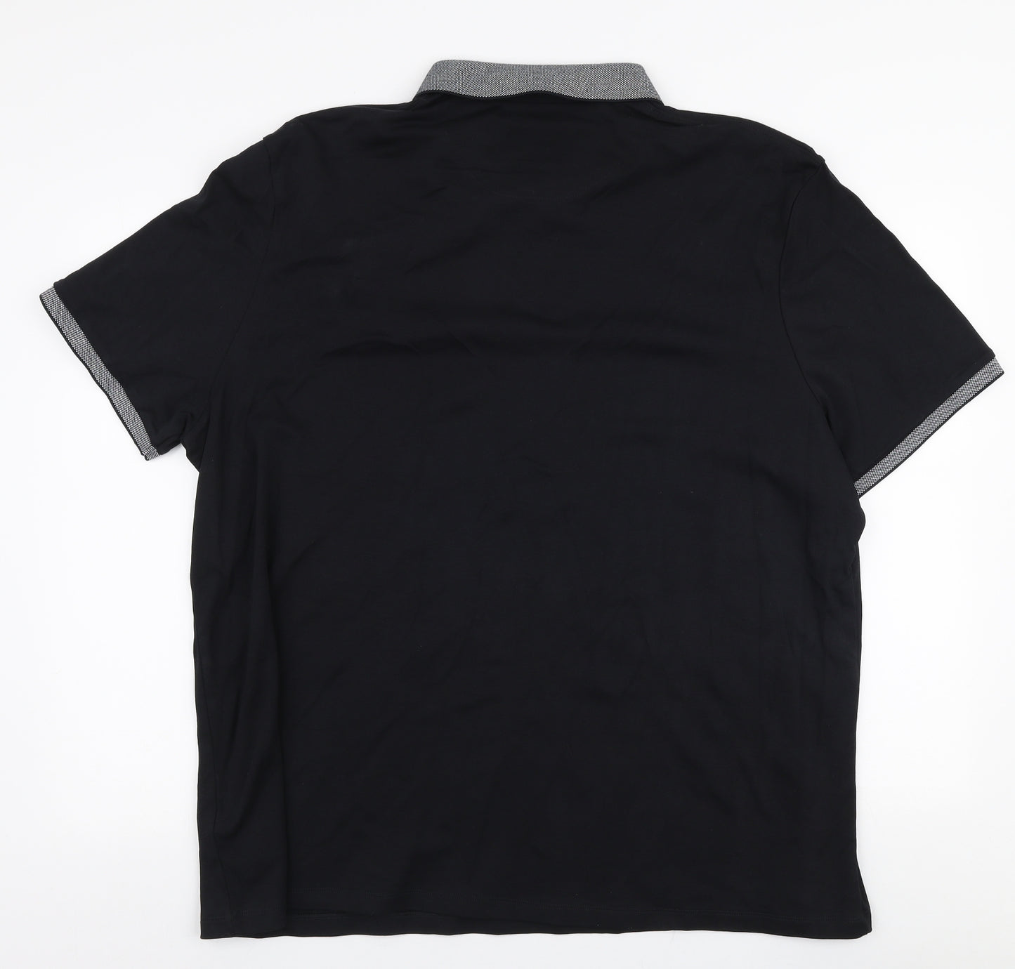 F&F Mens Black  100% Cotton  Polo Size 3XL Collared Button