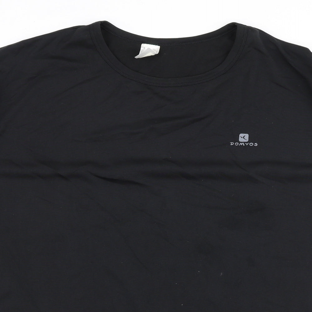 DOMYOS Mens Black  Polyester Pullover T-Shirt Size 3XL Round Neck Pullover