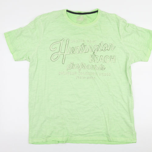 Marks and Spencer Mens Green  Cotton  T-Shirt Size 2XL Round Neck  - huntington beach