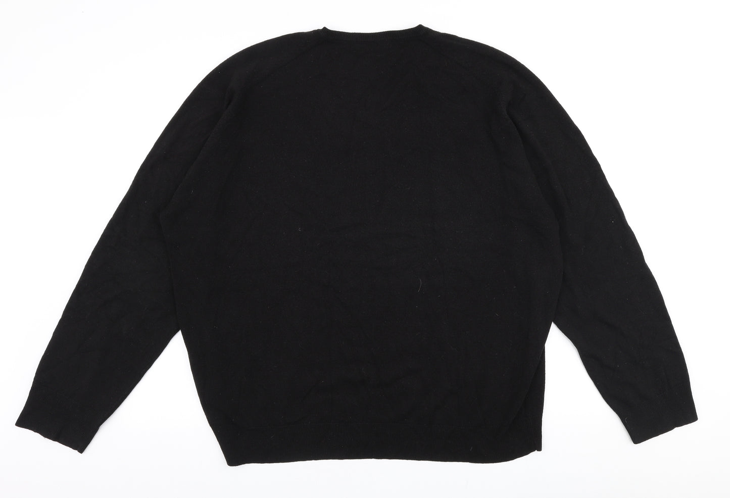 Marks and Spencer Mens Black V-Neck  Acrylic Pullover Jumper Size 2XL
