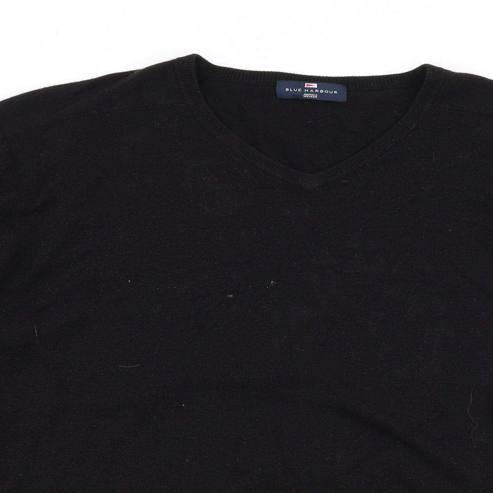 Marks and Spencer Mens Black V-Neck  Acrylic Pullover Jumper Size 2XL