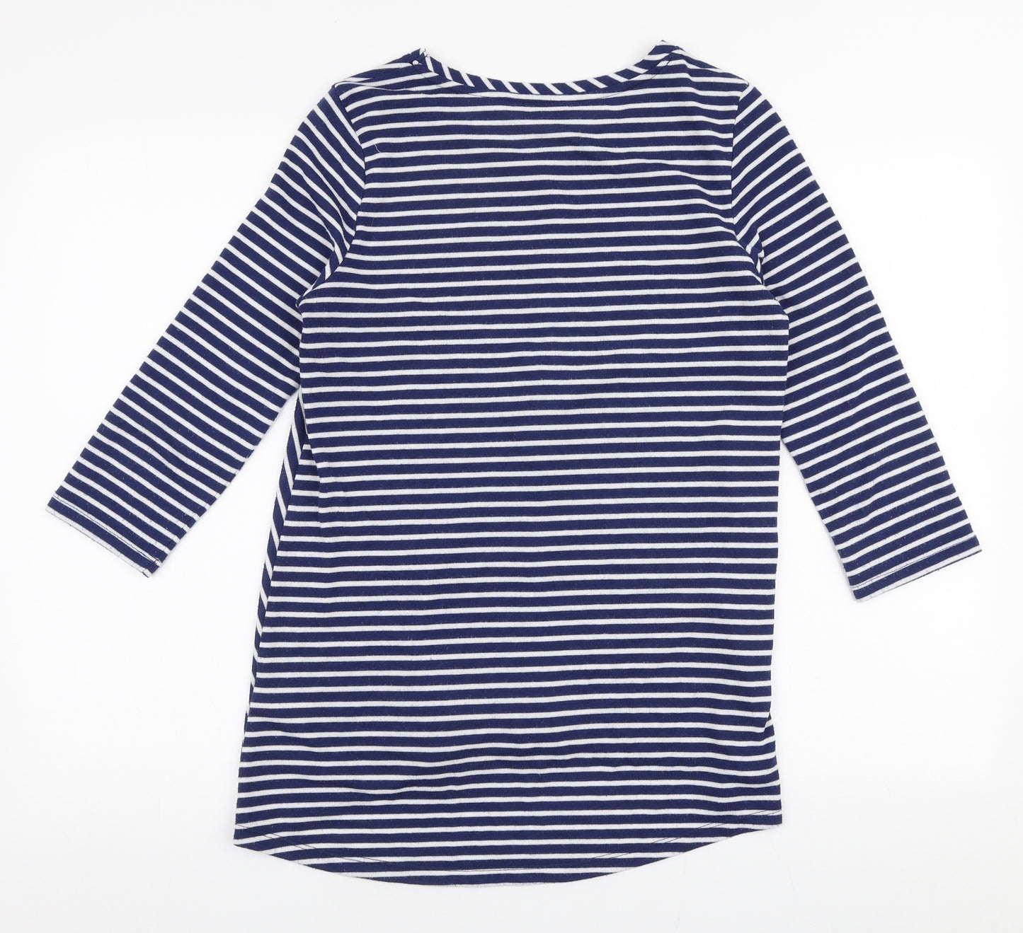 TU Womens Blue Round Neck Striped Polyester Pullover Jumper Size 10
