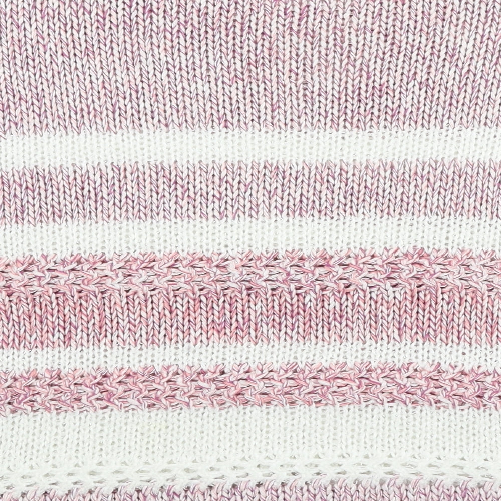 Per Una Womens Pink Round Neck Striped Acrylic Pullover Jumper Size 16