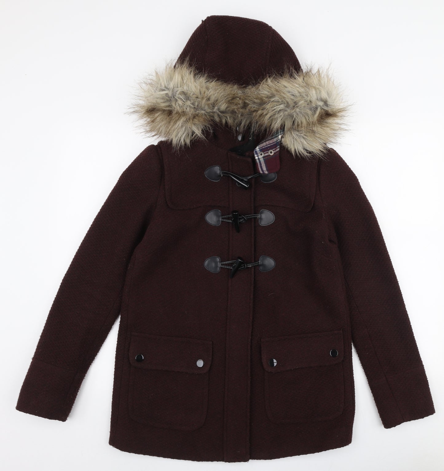 New Look Womens Red   Overcoat Coat Size 8  Zip
