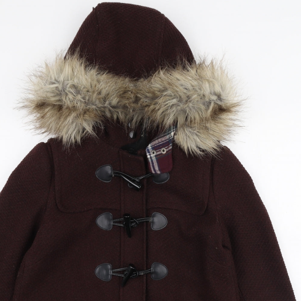 New Look Womens Red   Overcoat Coat Size 8  Zip