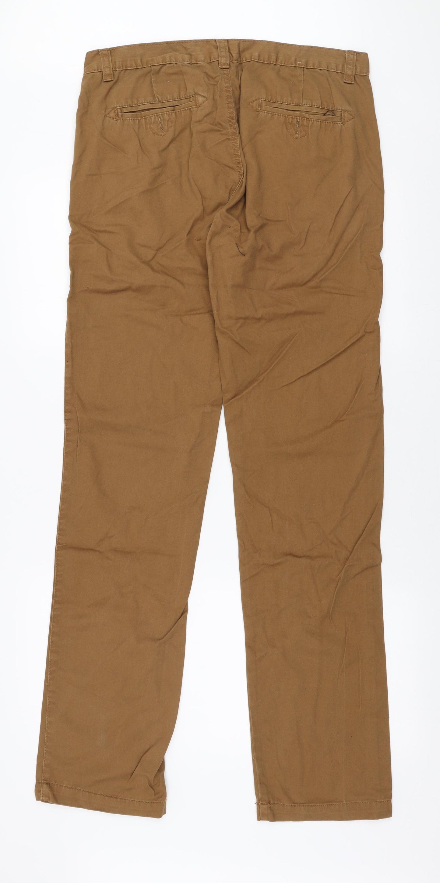 Preworn Mens Brown  Polyester Chino Trousers Size 32 in L34 in Regular Button