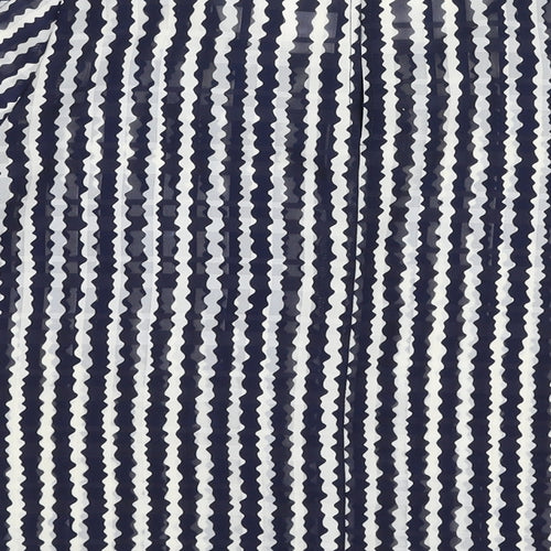Topshop Womens Blue Striped Polyester Basic Blouse Size 10 Round Neck - Cold shoulder