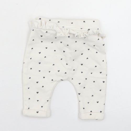 George Girls White Polka Dot Cotton Jogger Trousers Size Newborn