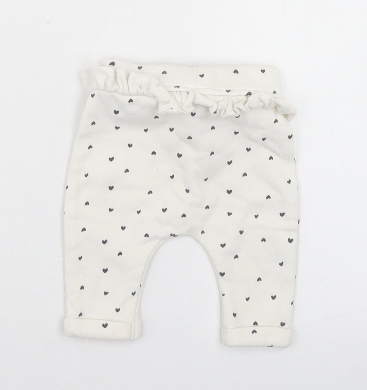 George Girls White Polka Dot Cotton Jogger Trousers Size Newborn