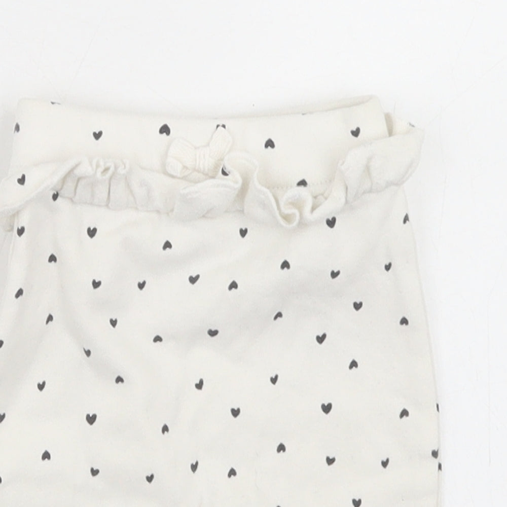 George Girls White Polka Dot Cotton Jogger Trousers Size Newborn