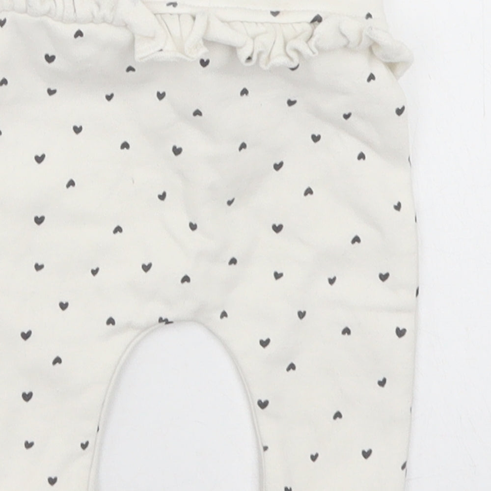George Girls White Polka Dot Cotton Jogger Trousers Size Newborn