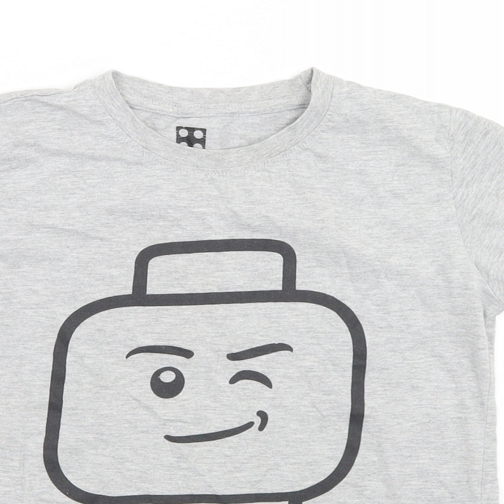 LEGO Boys Grey  Cotton Basic T-Shirt Size 7 Years Crew Neck
