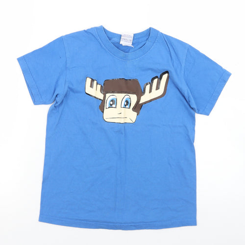 Russell Boys Blue  Cotton Basic T-Shirt Size 9-10 Years Crew Neck