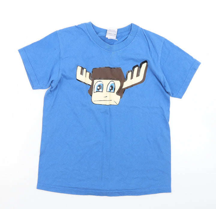 Russell Boys Blue Cotton Basic T-Shirt Size 9-10 Years Crew Neck