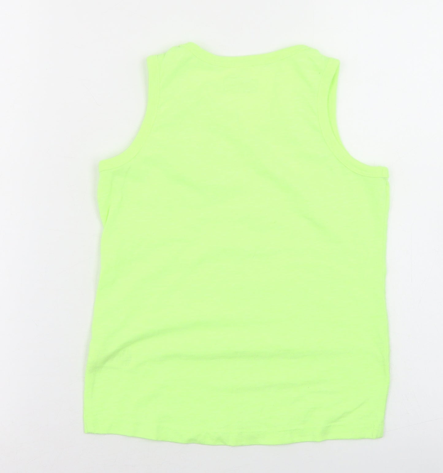 NEXT Boys Yellow  Cotton Basic Tank Size 6 Years Round Neck  - Chest Pocket, Neon