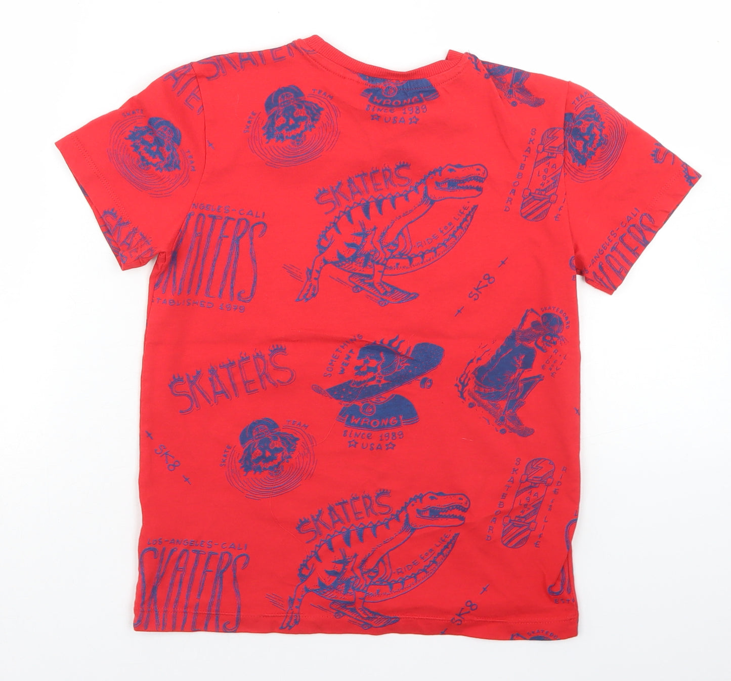 NEXT Boys Red  Cotton Basic T-Shirt Size 8 Years Crew Neck  - Skateboard