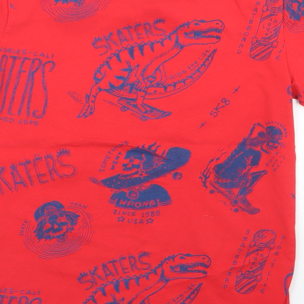 NEXT Boys Red  Cotton Basic T-Shirt Size 8 Years Crew Neck  - Skateboard