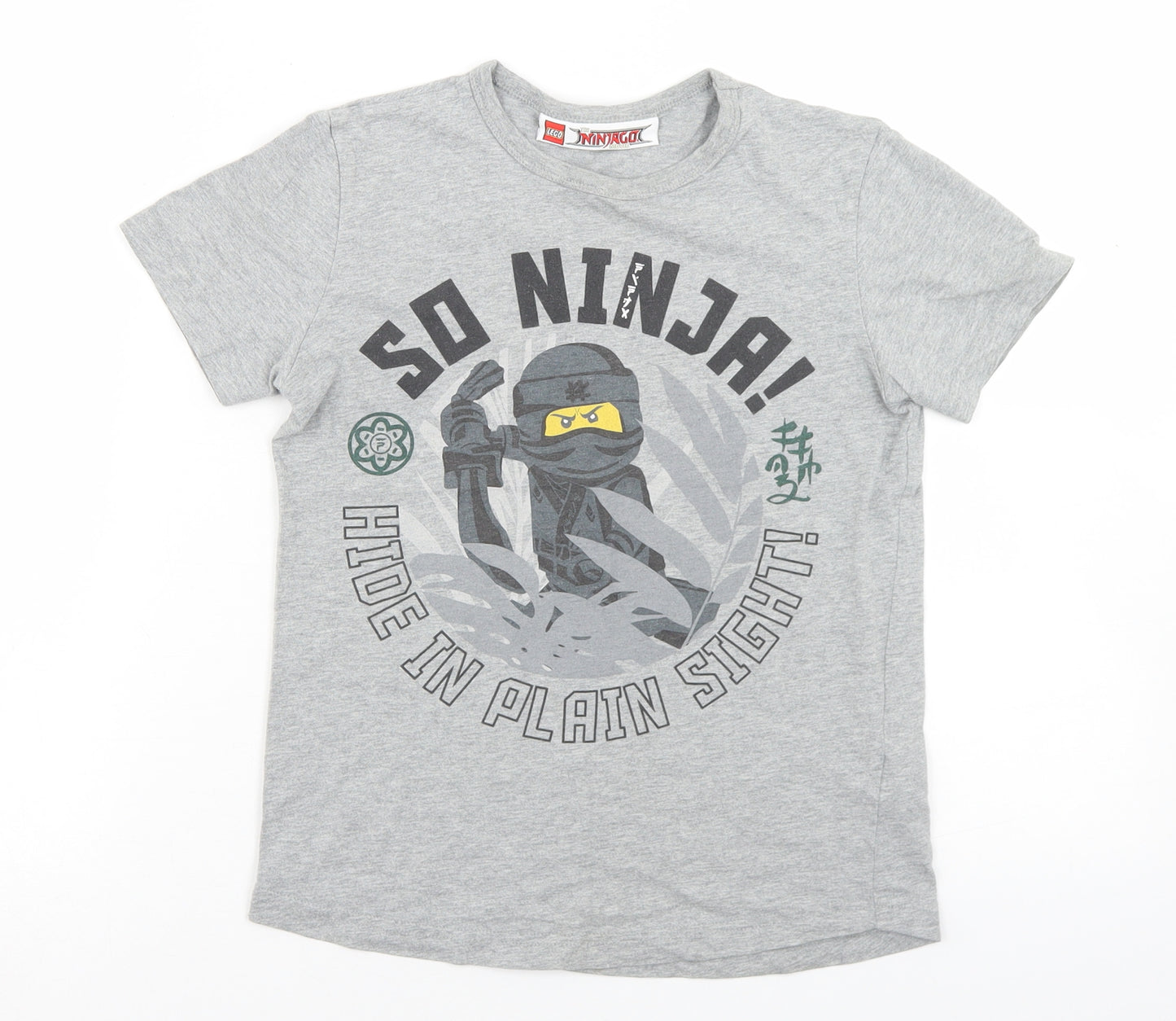 NEXT Boys Grey  Cotton Basic T-Shirt Size 7 Years Crew Neck  - Lego Ninjago