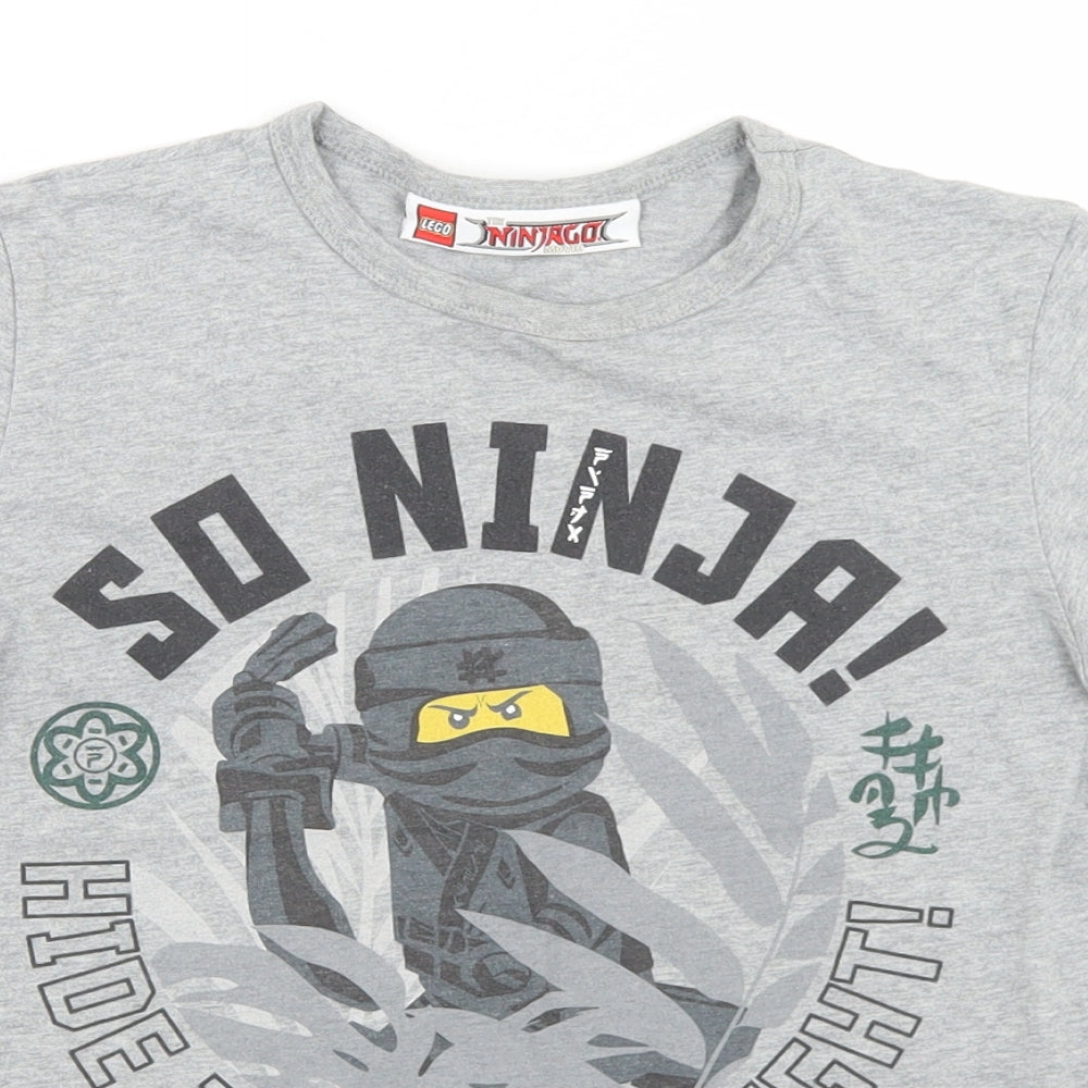 NEXT Boys Grey  Cotton Basic T-Shirt Size 7 Years Crew Neck  - Lego Ninjago