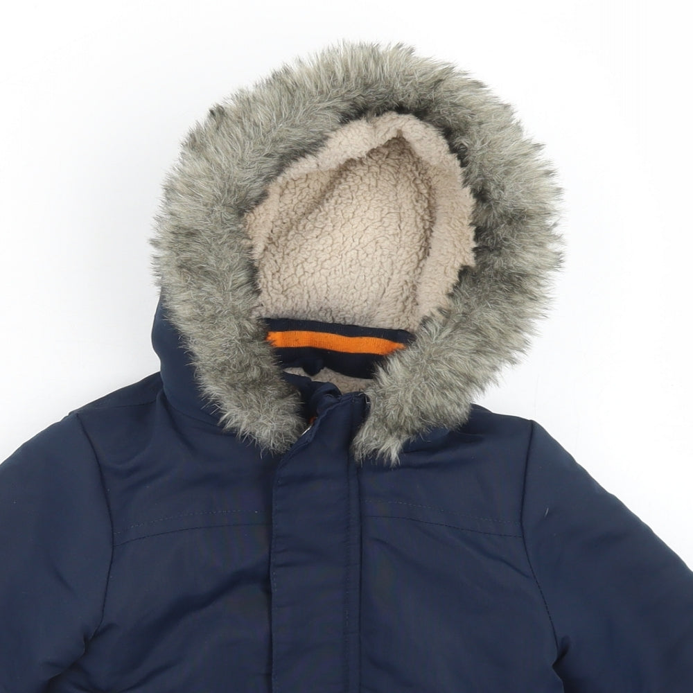 Primark Boys Blue   Parka Coat Size 9-12 Months   Zip