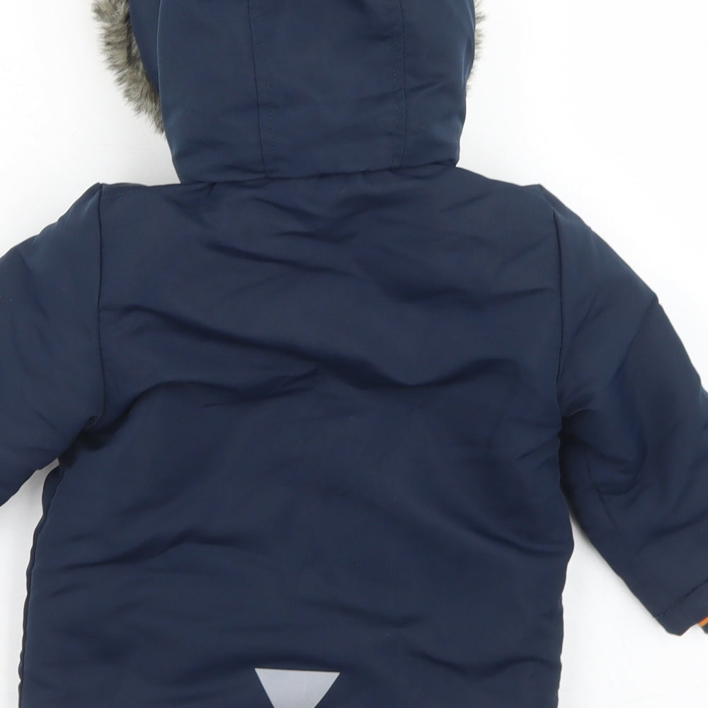 Primark Boys Blue   Parka Coat Size 9-12 Months   Zip