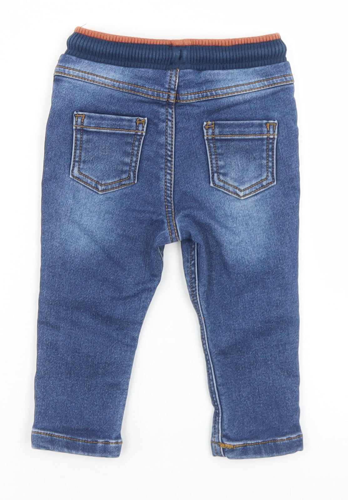 Fred & Flo Boys Blue  Cotton Capri Jeans Size 9-12 Months  Drawstring