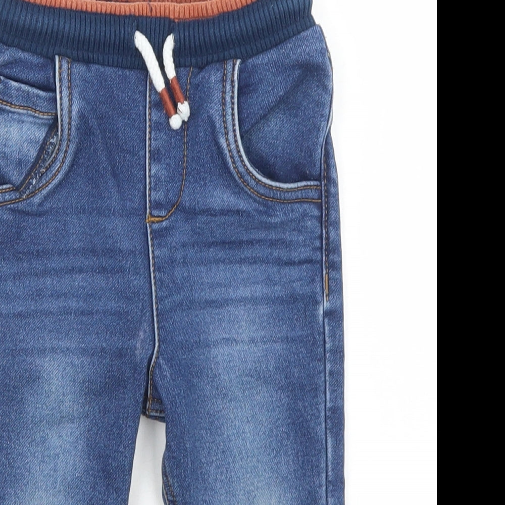 Fred & Flo Boys Blue  Cotton Capri Jeans Size 9-12 Months  Drawstring