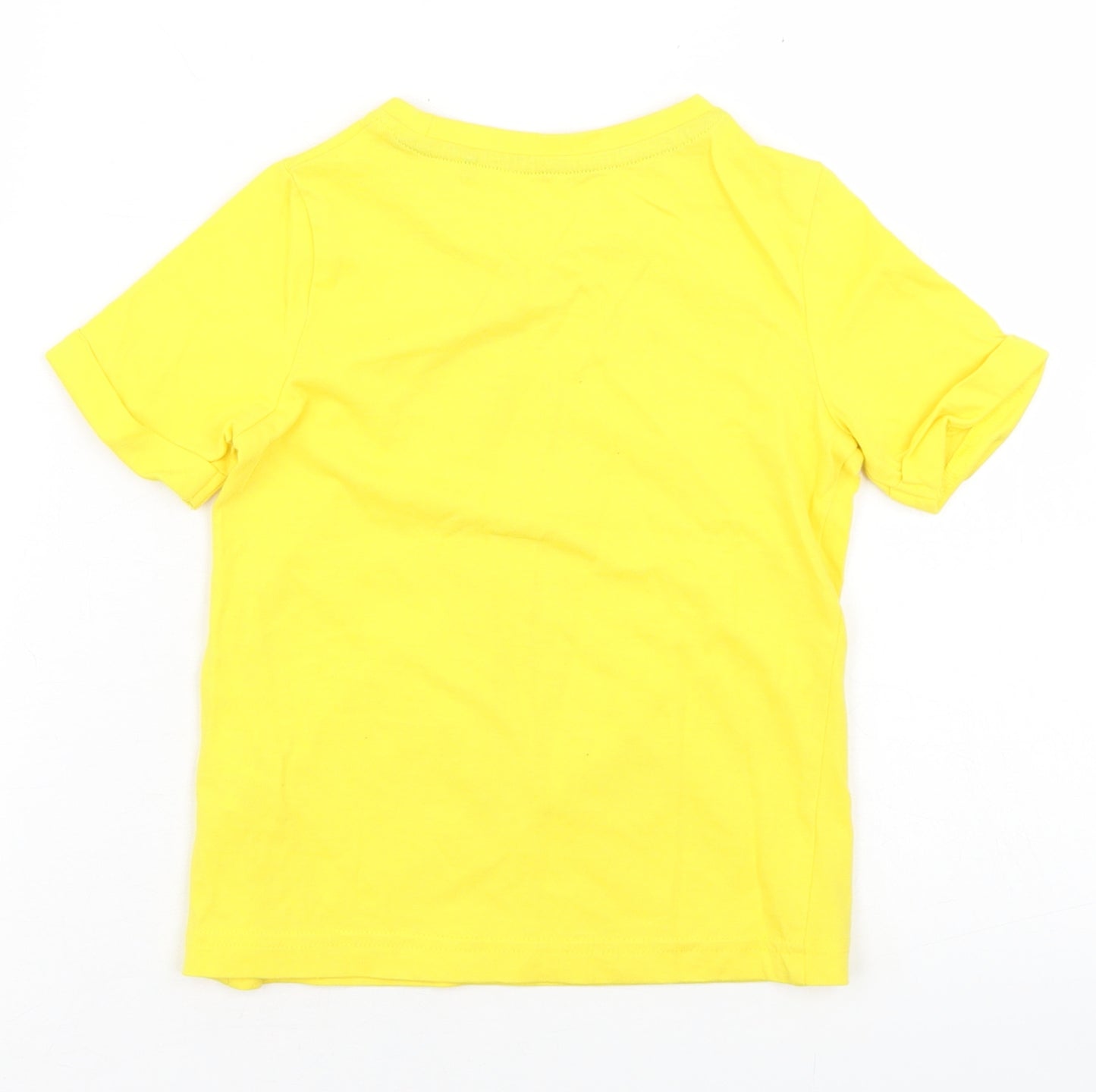 TU Boys Yellow  Cotton Basic T-Shirt Size 12-18 Months Crew Neck  - Monster