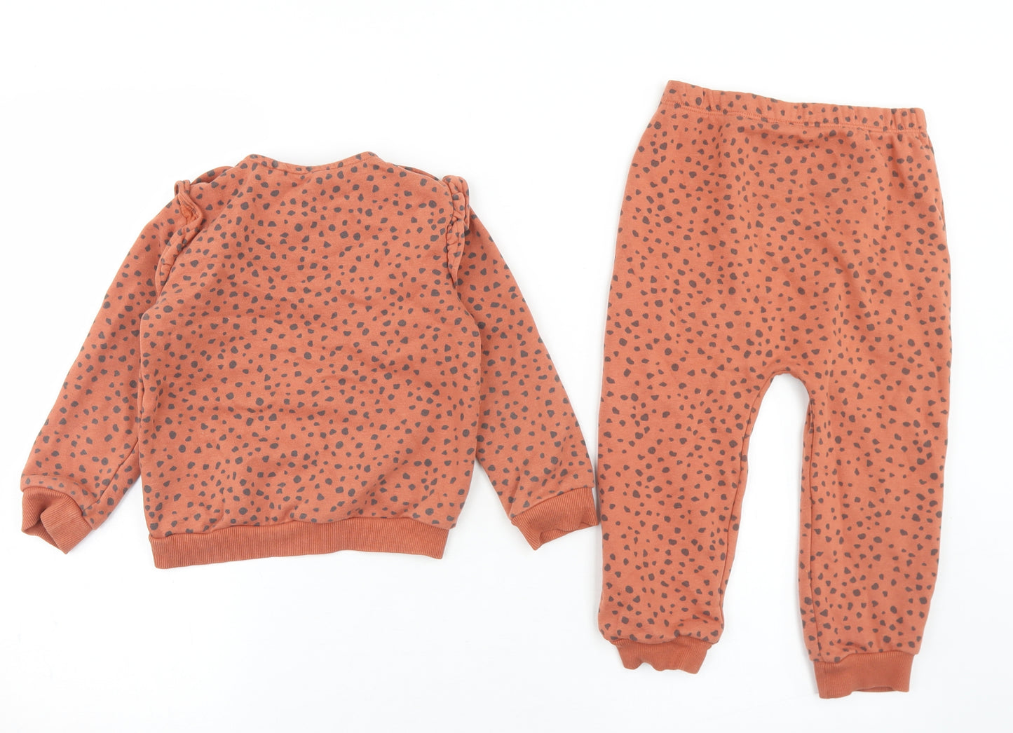 TU Girls Brown Animal Print Cotton Trousers Outfit/Set Size 2-3 Years  Snap