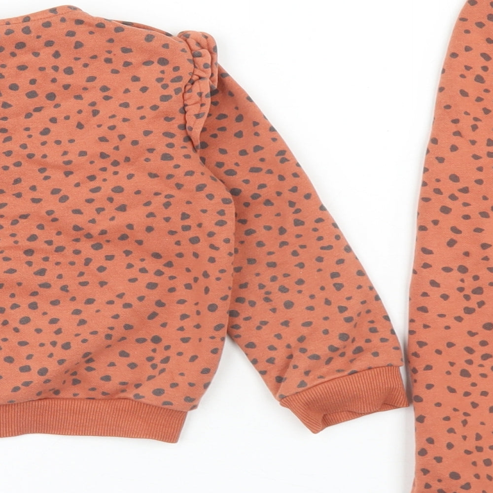 TU Girls Brown Animal Print Cotton Trousers Outfit/Set Size 2-3 Years  Snap