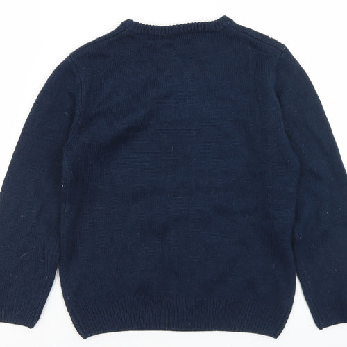 Primark Boys Blue Crew Neck  Acrylic Pullover Jumper Size 10-11 Years   - The Grinch