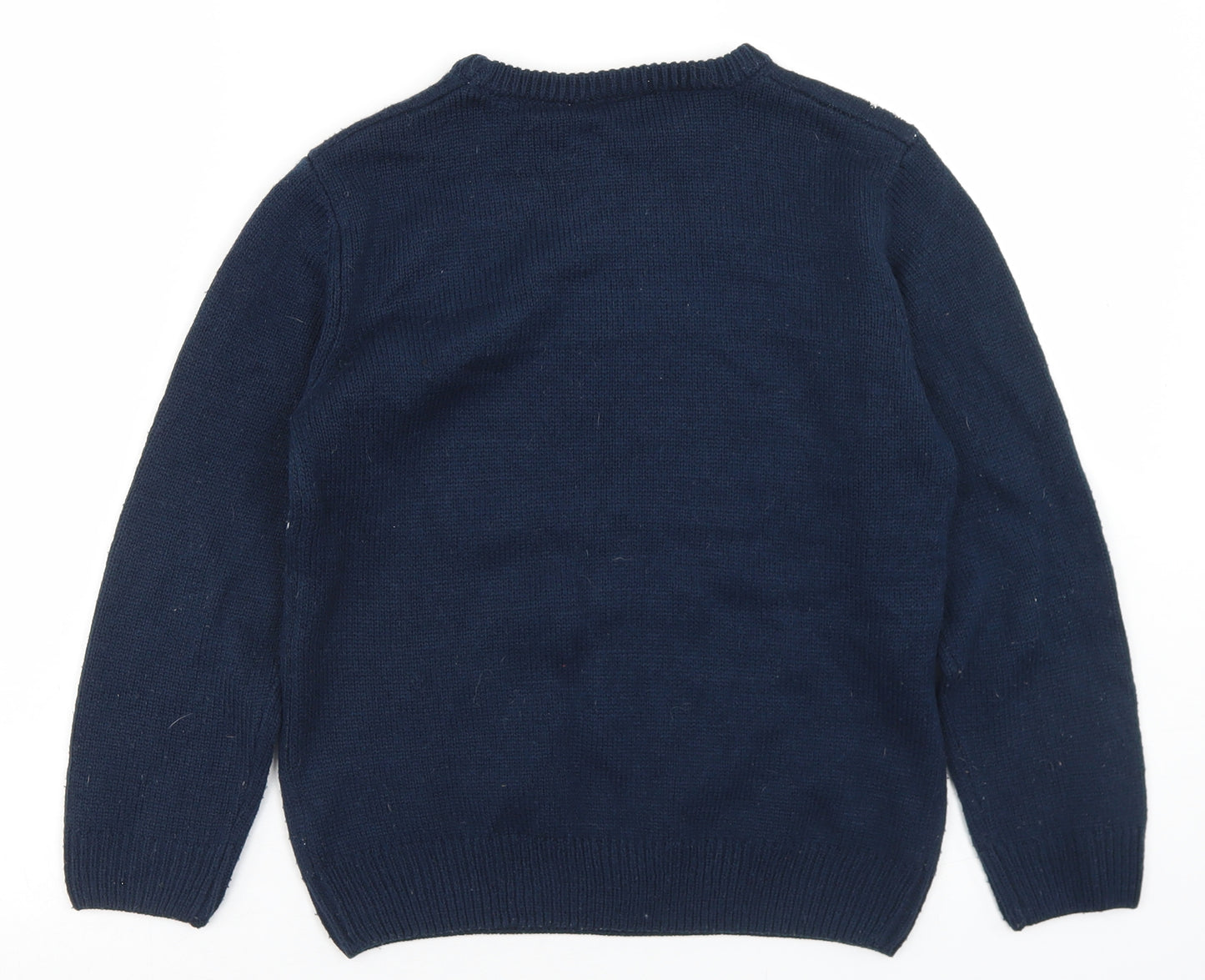 Primark Boys Blue Crew Neck  Acrylic Pullover Jumper Size 10-11 Years   - The Grinch