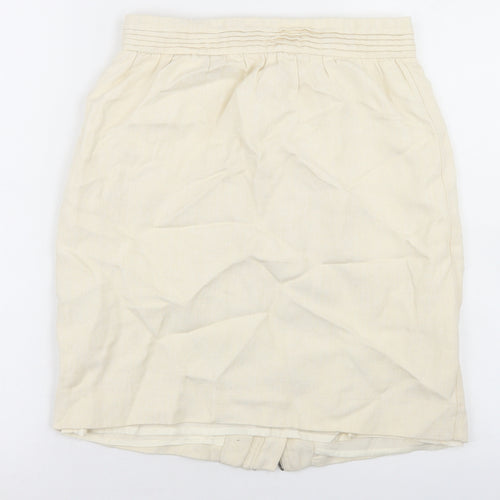 Adam Womens Ivory  Linen Straight & Pencil Skirt Size 10   Zip