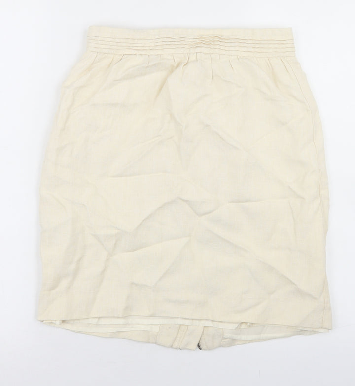 Adam Womens Ivory Linen Straight & Pencil Skirt Size 10 Zip